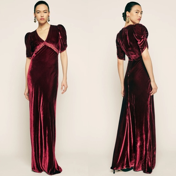 Reformation Malaga Velvet maxi dress in Chianti red size 6 NEW! New with tags!